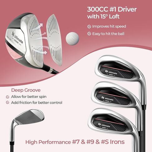 Goplus Junior Complete Golf Club Set for Kids, Right Hand Golf Clubs with Stand Bag, Rain Hood, Golf Practice Set for Ages 5-7,8-10,11-13 Boys Girls in Kuwait