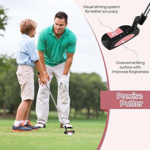 Goplus Junior Complete Golf Club Set for Kids, Right Hand Golf Clubs with Stand Bag, Rain Hood, Golf Practice Set for Ages 5-7,8-10,11-13 Boys Girls in Kuwait