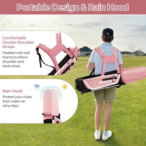 Goplus Junior Complete Golf Club Set for Kids, Right Hand Golf Clubs with Stand Bag, Rain Hood, Golf Practice Set for Ages 5-7,8-10,11-13 Boys Girls in Kuwait