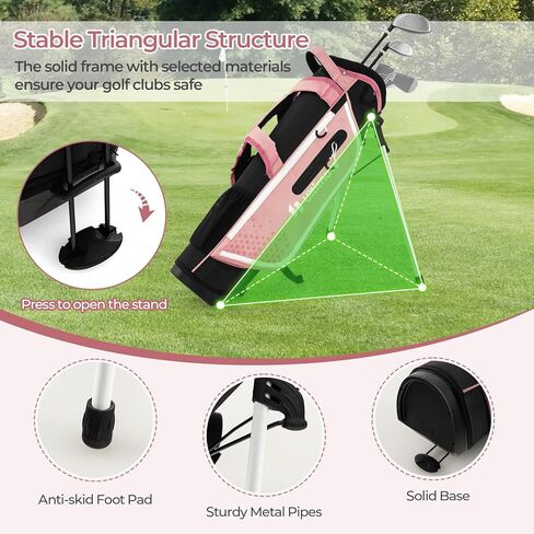 Goplus Junior Complete Golf Club Set for Kids, Right Hand Golf Clubs with Stand Bag, Rain Hood, Golf Practice Set for Ages 5-7,8-10,11-13 Boys Girls in Kuwait