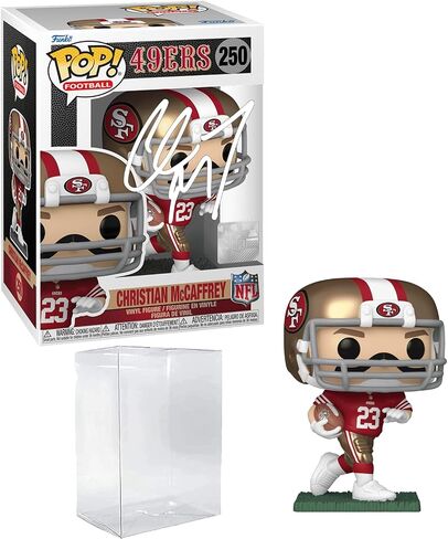 Christian McCaffrey #250 Facsimile Signed Reprint Laser Autographed Funko POP! San Francisco 49ers Figurine with Protector Case in Saudi Arabia