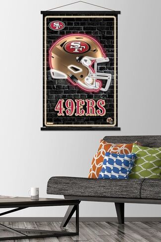 Trends International NFL San Francisco 49ers - Neon Helmet 23 Wall Poster with Magnetic Frame in Saudi Arabia
