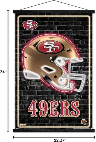 Trends International NFL San Francisco 49ers - Neon Helmet 23 Wall Poster with Magnetic Frame in Saudi Arabia