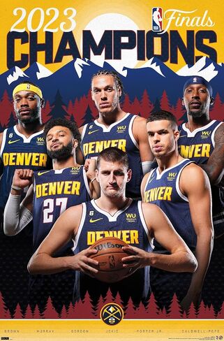 Trends International NBA Denver Nuggets - ملصق حائط لأبطال نهائيات NBA 2023، مقاس 22.4 طول × 14.7 عرض، إصدار ممتاز غير مؤطر in Saudi Arabia