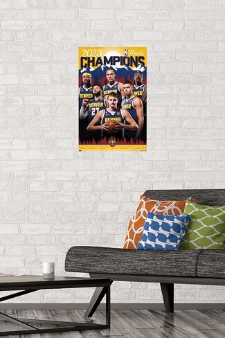 Trends International NBA Denver Nuggets - ملصق حائط لأبطال نهائيات NBA 2023، مقاس 22.4 طول × 14.7 عرض، إصدار ممتاز غير مؤطر in Saudi Arabia