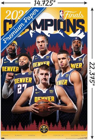Trends International NBA Denver Nuggets - ملصق حائط لأبطال نهائيات NBA 2023، مقاس 22.4 طول × 14.7 عرض، إصدار ممتاز غير مؤطر in Saudi Arabia