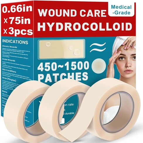 WUYUAN Hydrocolloid Roll for Wound Care, 2in*6.6ft Hydrocolloid Bandages with Self-Adhesive, Extra Large Hydrocolloid Patch Bandages Cut-to-Size, Ultra Absorbent, Waterproof in Saudi Arabia