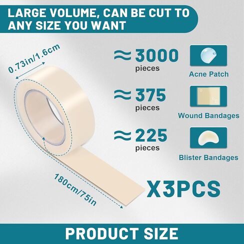 WUYUAN Hydrocolloid Roll for Wound Care, 2in*6.6ft Hydrocolloid Bandages with Self-Adhesive, Extra Large Hydrocolloid Patch Bandages Cut-to-Size, Ultra Absorbent, Waterproof in Saudi Arabia