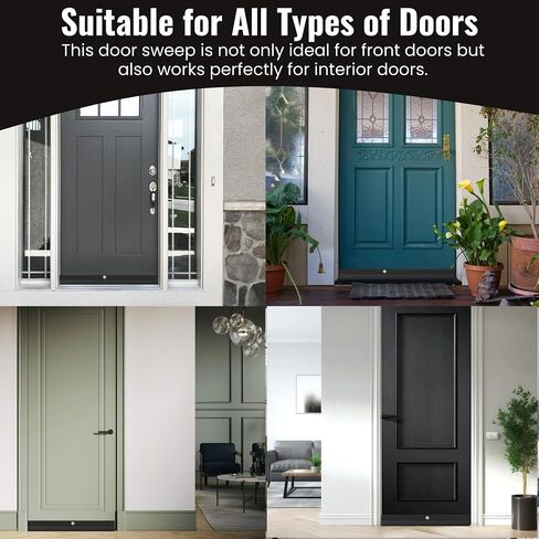 U Shaped Aluminum Door Bottom Sweep with Drip Cap, Weather Stripping Seal for Exterior Doors, 1 3/4" Width, Black (36 Inch) in Saudi Arabia