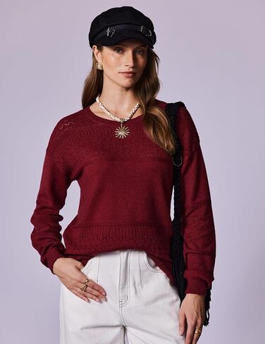 Zeagoo Sweaters for Women Long Sleeve Tops Soft Knit Crew Neck Pullover Sweater Lightweight Crochet 2025 Fall Outfits in Kuwait