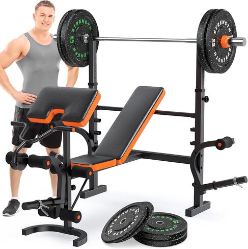 Fostoy Adjustable Weight Bench with Leg Extension, Preacher Curl & Butterfly Arm, 990lbs Heavy Duty Bench Press for Full Body Home Gym Workout in Kuwait