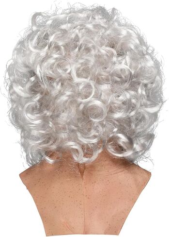 Kuberas Old Woman Mask Realistic Scary Granny Creepy Old Lady with Wrinkled Wig Halloween Cosplay Costume Props for Adults in Kuwait
