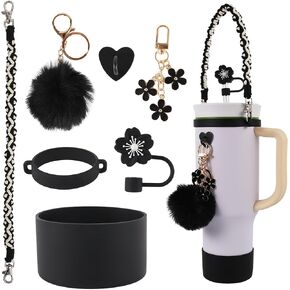 AAUP Water Bottle Holder,Straw Cover,Silicone Boot,Pompom Ball,Daisy key-chain,Compatible with Stanley Cup16oz 24oz and 40oz in Saudi Arabia