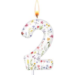 زهرة البرية رقم 1 عيد ميلاد شمعة الربيع زهور الكعكة الكعكة كب كيك توببر ديكور لتوفيات حفلة عيد الميلاد الأولى in Kuwait