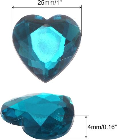 meccanixity 20 pcs acrylic Heart Rhinestone 25mm مسطح الخلفية للأحجار الكريمة ملصقات المجوهر in Saudi Arabia