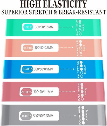 Resistance Bands Set – 5-Level Exercise Bands for Physical Therapy/Yoga/Pilates/Strength Training/Home Fitness Loop Bands with Portable Storage Bag in Saudi Arabia