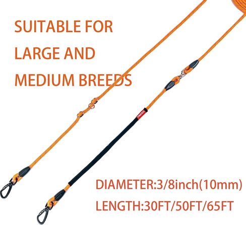 Heavy-Duty Long Dog Leash, 30/50/65 FT,Dog Tie Out Cable, Runner Cable,Training Leash with Foldable Padded Handle&Slip Collar, Double Swivel Hook for Play, Camping, Yard,Backyard Tie (Dark Blue, 30FT) in Saudi Arabia