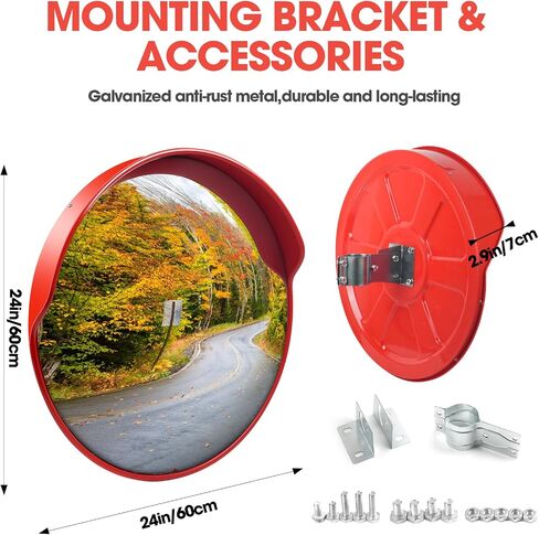 Convex Traffic Mirror - 18'' Outdoor and Indoor Driveway & Security Parabolic Safety Mirrors, Acrylic Convex Mirror for Garage, Retail Stores, Warehouses, Office and High-Traffic Areas in Saudi Arabia