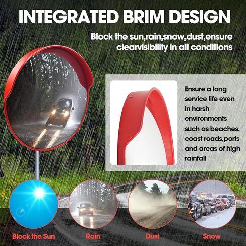 Convex Traffic Mirror - 18'' Outdoor and Indoor Driveway & Security Parabolic Safety Mirrors, Acrylic Convex Mirror for Garage, Retail Stores, Warehouses, Office and High-Traffic Areas in Saudi Arabia
