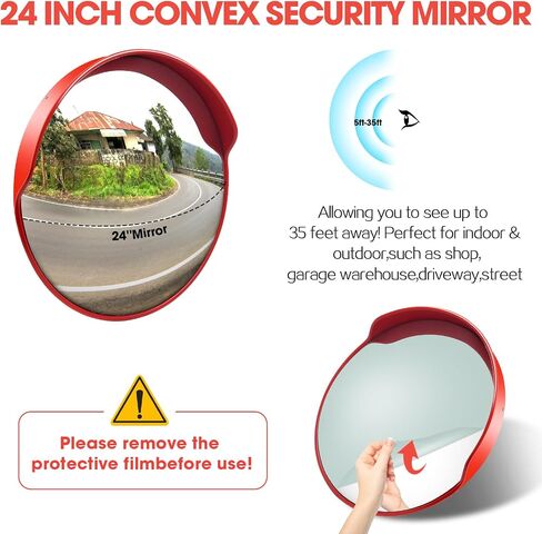 Convex Traffic Mirror - 18'' Outdoor and Indoor Driveway & Security Parabolic Safety Mirrors, Acrylic Convex Mirror for Garage, Retail Stores, Warehouses, Office and High-Traffic Areas in Saudi Arabia