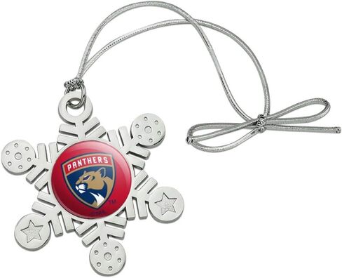 الرسومات والمزيد NHL Florida Panthers Logo ندفة الثلج المعدنية شجرة عيد الميلاد عطلة زخرفة in Saudi Arabia