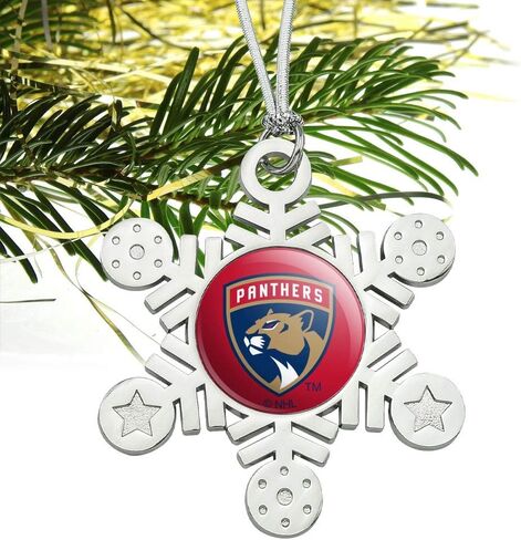 الرسومات والمزيد NHL Florida Panthers Logo ندفة الثلج المعدنية شجرة عيد الميلاد عطلة زخرفة in Saudi Arabia