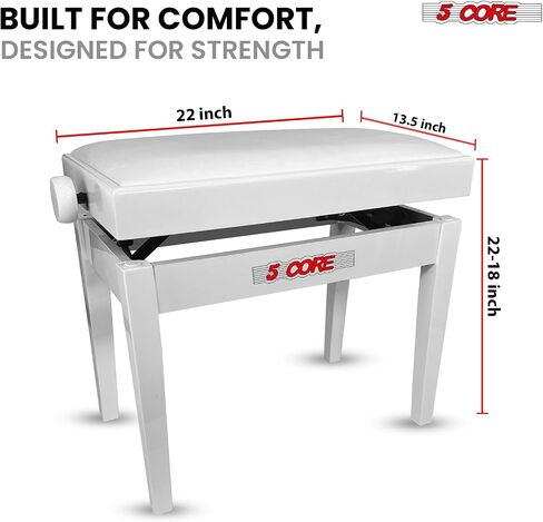 5 CORE قابل للتعديل مقعد البيانو سميكة 3.25 "الخشب الصلب لوحة المفاتيح البراز الثقيلة كرسي موسيقي in Saudi Arabia