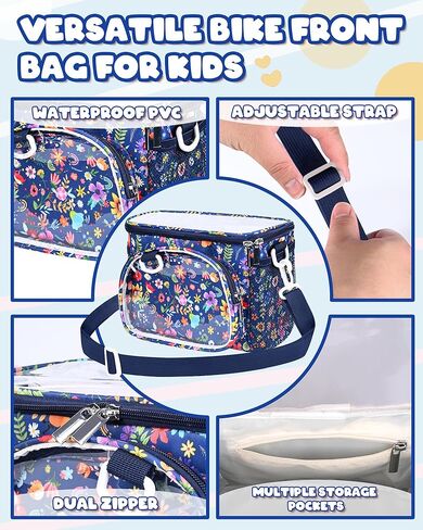 سلة دراجة للأطفال ، حقيبة مقود أمامية للأطفال فتيات الدراجات ، سلة دراجة صغيرة مقاومة للماء مع سحاب لدراجة ثلاثية الدراجات الصغيرة in Kuwait