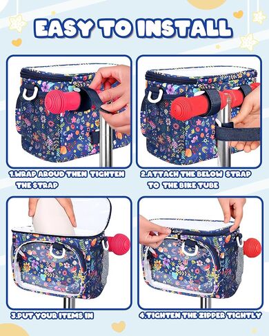 سلة دراجة للأطفال ، حقيبة مقود أمامية للأطفال فتيات الدراجات ، سلة دراجة صغيرة مقاومة للماء مع سحاب لدراجة ثلاثية الدراجات الصغيرة in Kuwait