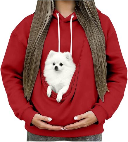 Dog Cat Pouch Hoodie for Women Oversized Pet Carrier Kangaroo Sweatshirts Puppy Animal Holder Fleece Pullover Hoodies in Saudi Arabia