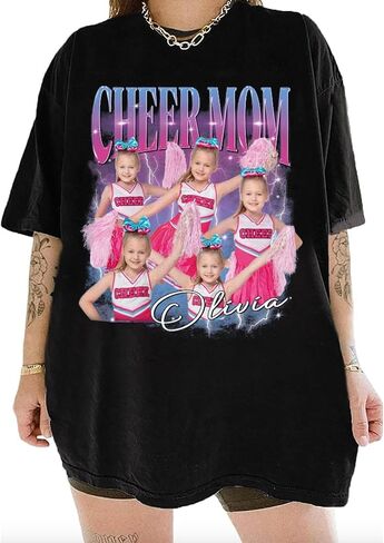LASFOUR Personalized Glitter Cheer Mom Shirts for Women with Name, Custom Cheer Team Sweatshirt, Personalized Cheer Mom Gifts in Saudi Arabia