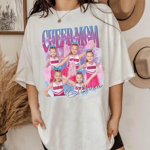 LASFOUR Personalized Glitter Cheer Mom Shirts for Women with Name, Custom Cheer Team Sweatshirt, Personalized Cheer Mom Gifts in Saudi Arabia