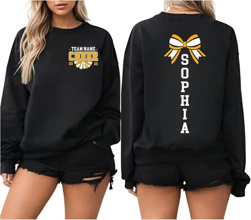 LASFOUR Personalized Glitter Cheer Mom Shirts for Women with Name, Custom Cheer Team Sweatshirt, Personalized Cheer Mom Gifts in Saudi Arabia