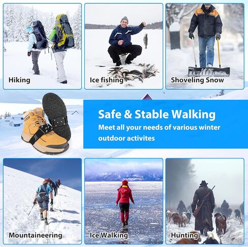 Ice Cleats Crampons for Shoes and Boots - Rotatable Mid-Sole Traction Spikes for Snow, Non-Slip Tungsten Grippers for Men Women Winter Indoor/Outdoor in Saudi Arabia