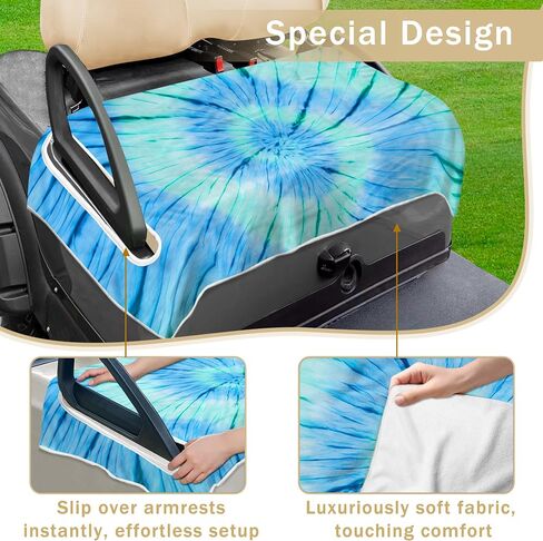 YOKYHOM Golf Cart Seat Covers, Classic Style Golf Cart Seat Towel Blanket Keeps Seat Comfortable and Clean, 100% Microfiber, Suits Yamaha, EZGO, Club Car and More 2-Seat Golf Carts, 51''x 31'' in Kuwait