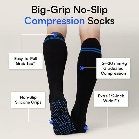 Joe & Bella Socks Socks Big-Grip No-Slip Compression Socks for Women & Men-15-20mmhg non slip (3 pack) in Saudi Arabia