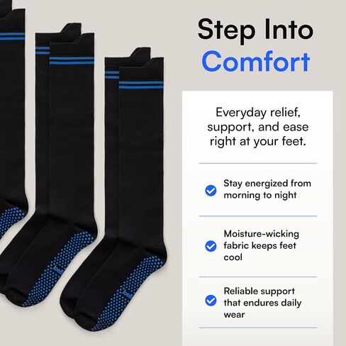 Joe & Bella Socks Socks Big-Grip No-Slip Compression Socks for Women & Men-15-20mmhg non slip (3 pack) in Saudi Arabia