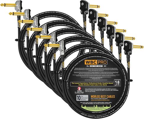 6 وحدات - 4 أقدام - دواسة WBC-PRO - 22 AWG - غطاء منخفض (18pF/قدم) - درجة احترافية - قائم على الجرافيت - دواسة مزدوجة الحماية، تأثيرات، رقعة، كابل أداة مع موصلات Pancake TS مطلية بالذهب من Neutrik-Rean in Saudi Arabia