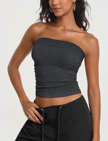 Olchee Womens 2pk Tube Tops قبالة الكتف سلس مضلعة من الجانب بلا أكمام in Kuwait