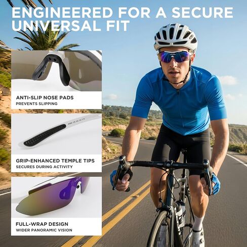 Cycling Glasses for Men Women Youth, UV Protection Sports Sunglasses for Running Climbing Bike Baseball Softball Golf in Saudi Arabia