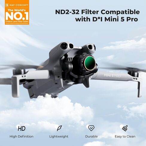 مجموعة مرشحات K&F CONCEPT ND/PL متوافقة مع DJI Mini 5 Pro، 6 عبوات CPL ND4&PL ND8&PL ND16&PL ND32&PL ND64&PL ملحقات عدسات بدون طيار ذات كثافة محايدة، زجاج بصري عالي الدقة متعدد الطبقات in Saudi Arabia