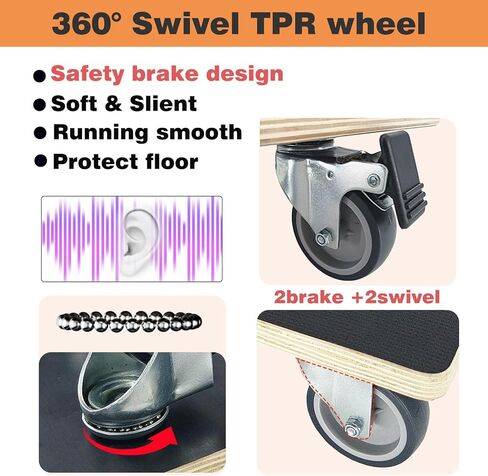 Hard Wood Mover Spliceable Dolly 550Lbs Capacity (2 Packs) 4 Wheels Heavy Duty Furniture Moving Connectable Design Dollier Upgraded Transport Roller in Kuwait