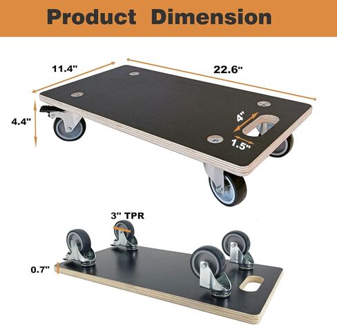 Hard Wood Mover Spliceable Dolly 550Lbs Capacity (2 Packs) 4 Wheels Heavy Duty Furniture Moving Connectable Design Dollier Upgraded Transport Roller in Kuwait