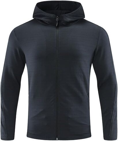YOUTHUP Men's Dry-Fit Long Sleeve Full Zip Jacket Athletic Running Jacket Quick Dry Breathable Workout with Pockets(XS-XL) in Saudi Arabia
