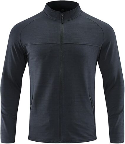 YOUTHUP Men's Dry-Fit Long Sleeve Full Zip Jacket Athletic Running Jacket Quick Dry Breathable Workout with Pockets(XS-XL) in Saudi Arabia