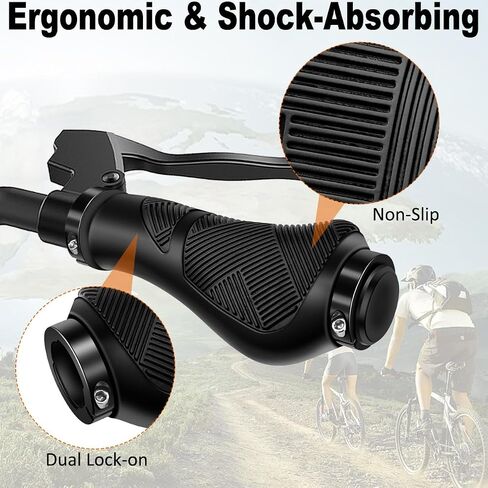 Bicycle Handlebar Grips, Dual Lock-on Design, Non-Slip Ergonomic Grips for Mountain, BMX, Road Bikes (Black(130mm+130mm)) in Saudi Arabia