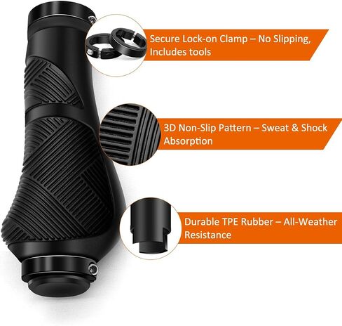 Bicycle Handlebar Grips, Dual Lock-on Design, Non-Slip Ergonomic Grips for Mountain, BMX, Road Bikes (Black(130mm+130mm)) in Saudi Arabia