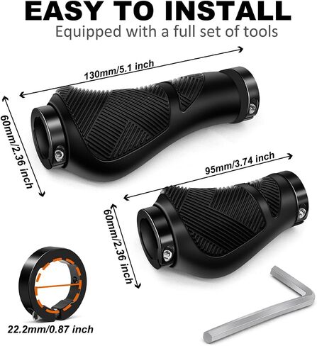 Bicycle Handlebar Grips, Dual Lock-on Design, Non-Slip Ergonomic Grips for Mountain, BMX, Road Bikes (Black(130mm+130mm)) in Saudi Arabia
