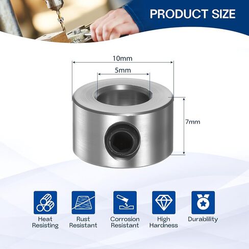 Set Screw Collars, 5 Pack 6mm Bore Shaft Lock Collars, 14mm OD, 7mm Width, 304 Stainless Steel Landing Gear Stopper Wheel Collar, Includes Wrench in Saudi Arabia