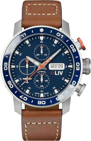 LIV P-51 Titanium 46MM Swiss Automatic Day-Date Chrono Men's Watch - Unidirectional Ceramic Bezel- High-Grade Titanium Case - Sapphire Crystal in Saudi Arabia